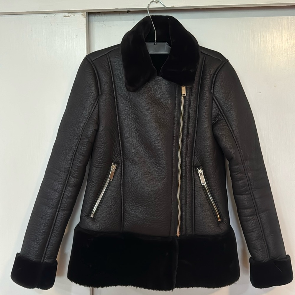 Miss Selfridge faux leather coat